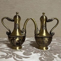 黃銅酒壺擺件百福酒壺雙魚酒壺家居工藝品擺飾佛堂供水擺件批發