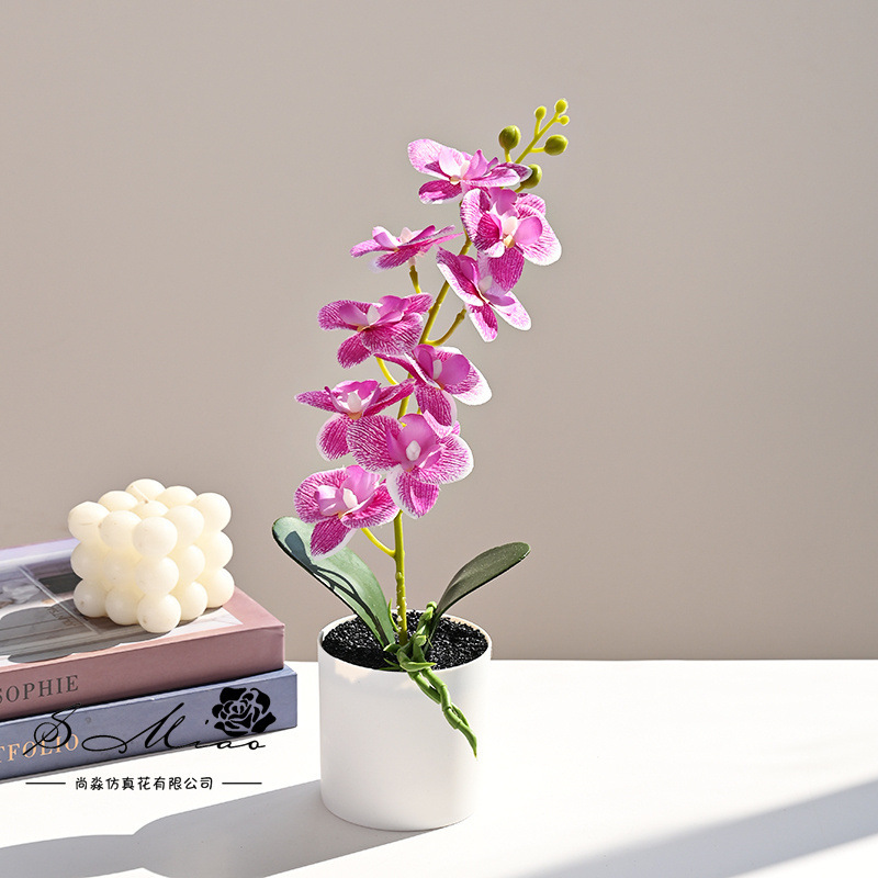 Orquídea de mariposa artificial pequeña decoración del hogar bonsai fotografía simulación flor verde decoración interior simulación maceta
