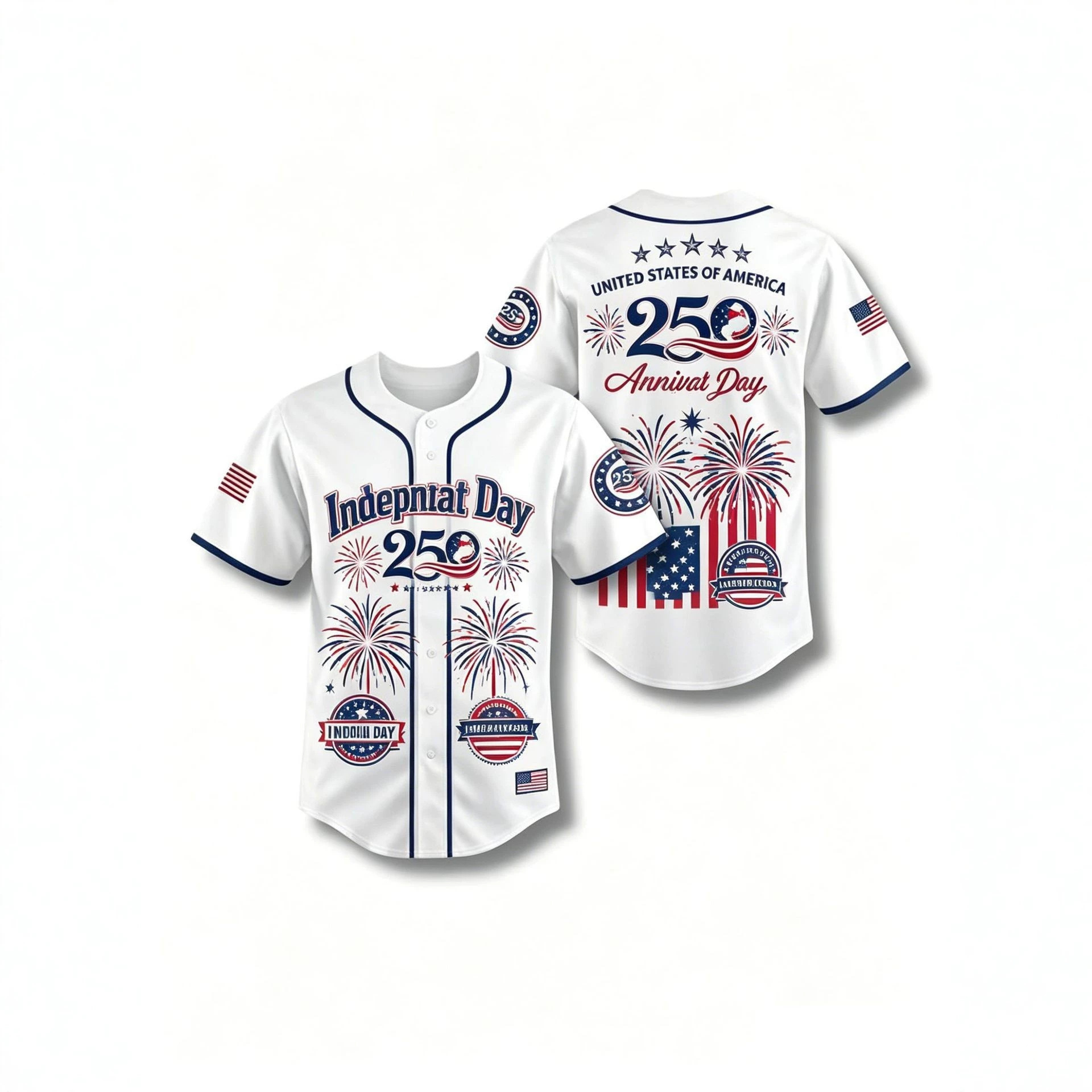 2026 New Cross-Border European and American Independence Day Print Men's Baseball Uniform Short-Sleeve Cardigan Button Baseball Uniform for Foreign Trade