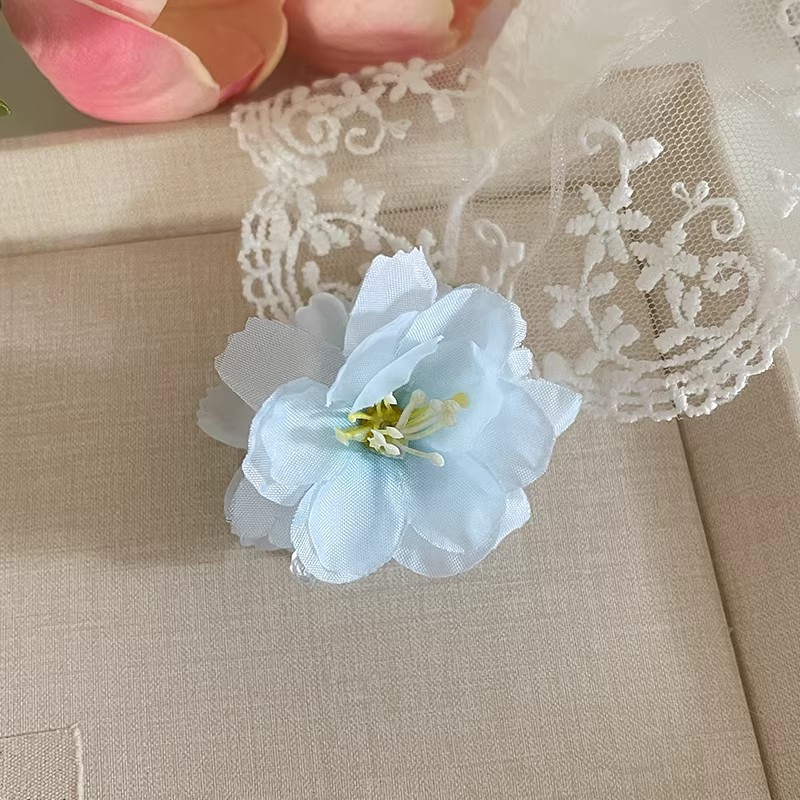 3# Pinza para el Cabello con Flor Artificial de Peonía Azul - Aproximadamente 4.5cm