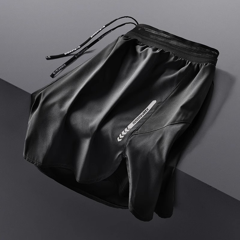 Pantalones cortos de correr para hombres maratón deportivo forrado pista y campo acondicionamiento de tres puntos hielo profesional de verano pantalones de entrenamiento de secado rápido