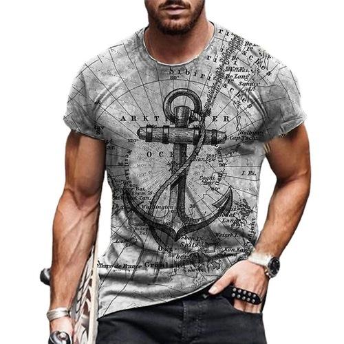 Men's Trendy T-shirt Street Retro Warrior Portrait 3D Digital Printing top for male Men's Sports T-shirt