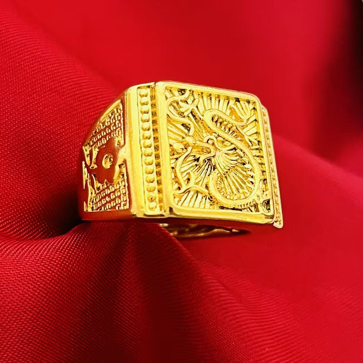 黄銅の金メッキの福の金儲けの指輪の男性の多種類の車の花は宝の蛇口の関公の戒子の金メッキの指輪を招きます。