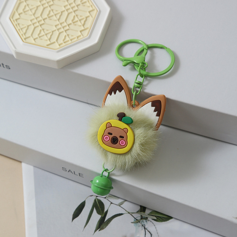 新品カラーカピバラ鈴毛玉キーホルダーストラップ可愛いバッグ飾り掛け学生プレゼント|undefined