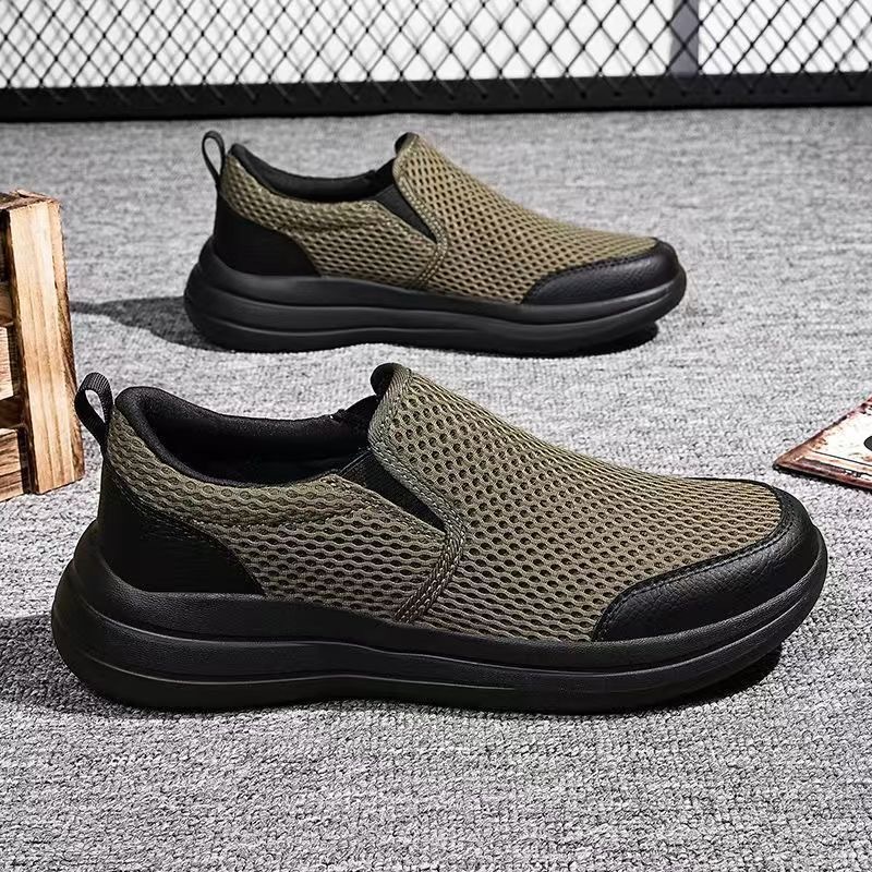 Zapatos casuales de estilo deportivo para hombre, nuevos zapatos de malla transpirables para hombre, zapatos de calzado de un pie, zapatos de caminar ligeros y cómodos para hombre