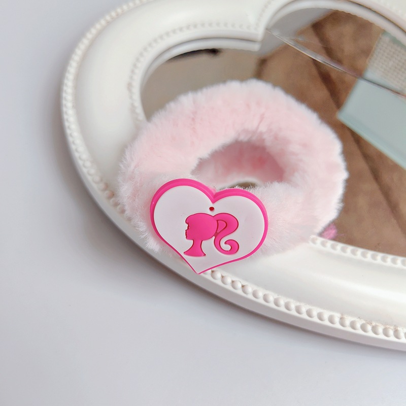 Dopamina dulce y picante Barbie Rosa mullida carta intestino grueso banda de pelo chica princesa cuerda de pelo Rosa rojo blanco tocado