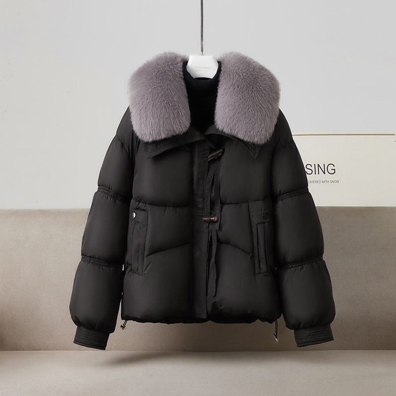 Comercio exterior ropa de algodón de cuello de cabello para mujeres 2025, nueva moda coreana de invierno con chaqueta de algodón de plumón tendencia transfronteriza image 1
