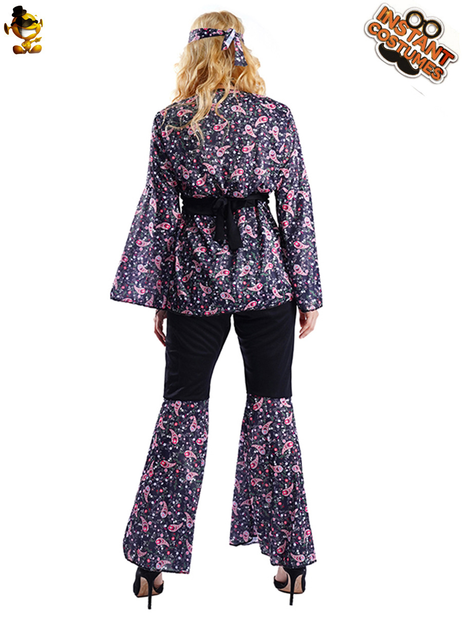 Adulto de las mujeres grandes hippie acampanado manga floral falda grande del partido rendimiento traje Cosplay image 6