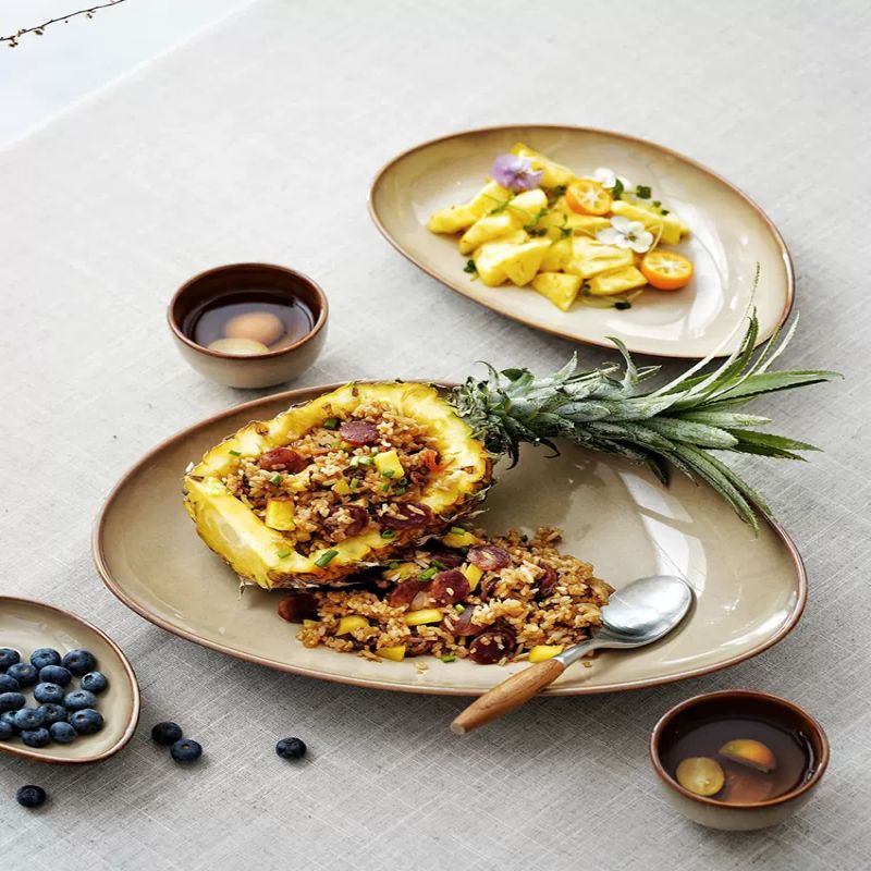 Plato de arroz de color esmaltado transfronterizo europeo, plato profundo de cerámica doméstica del delta del río Yangtze, plato de ensalada, plato de postres, plato de platos japoneses