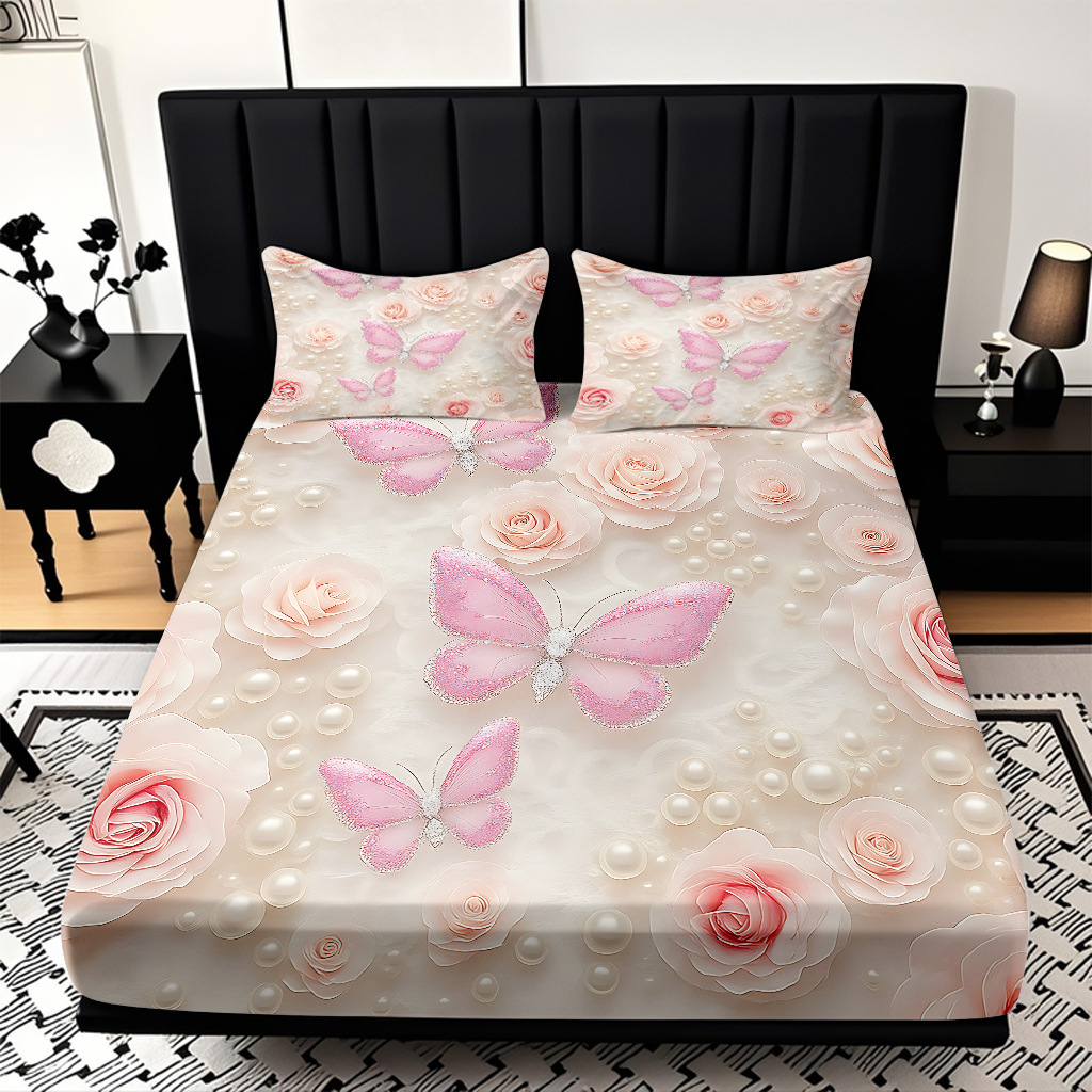 TEMU / JIT transfronterizo varios patrones de mariposa impresión digital de alta definición cama gaza pillow cover kit exclusivo transfronterizo
