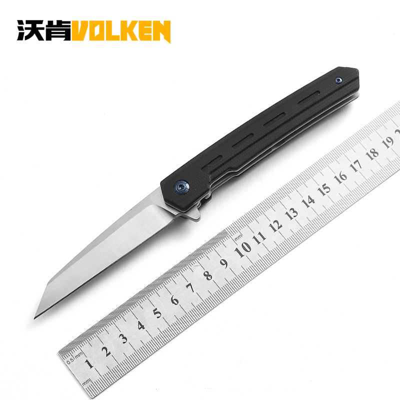 厂家刀具新款轴承G10柄折叠小刀 8Cr14户外工具野营求生防身折刀