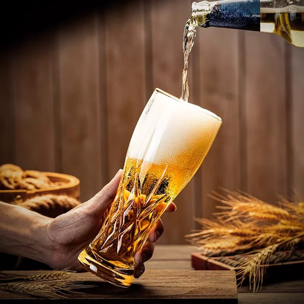Creative Engraved Glass Beer Mug for Home Use, High-Value Carved Craft Beer Mug, Large-Capacity High-End Drinking Mug