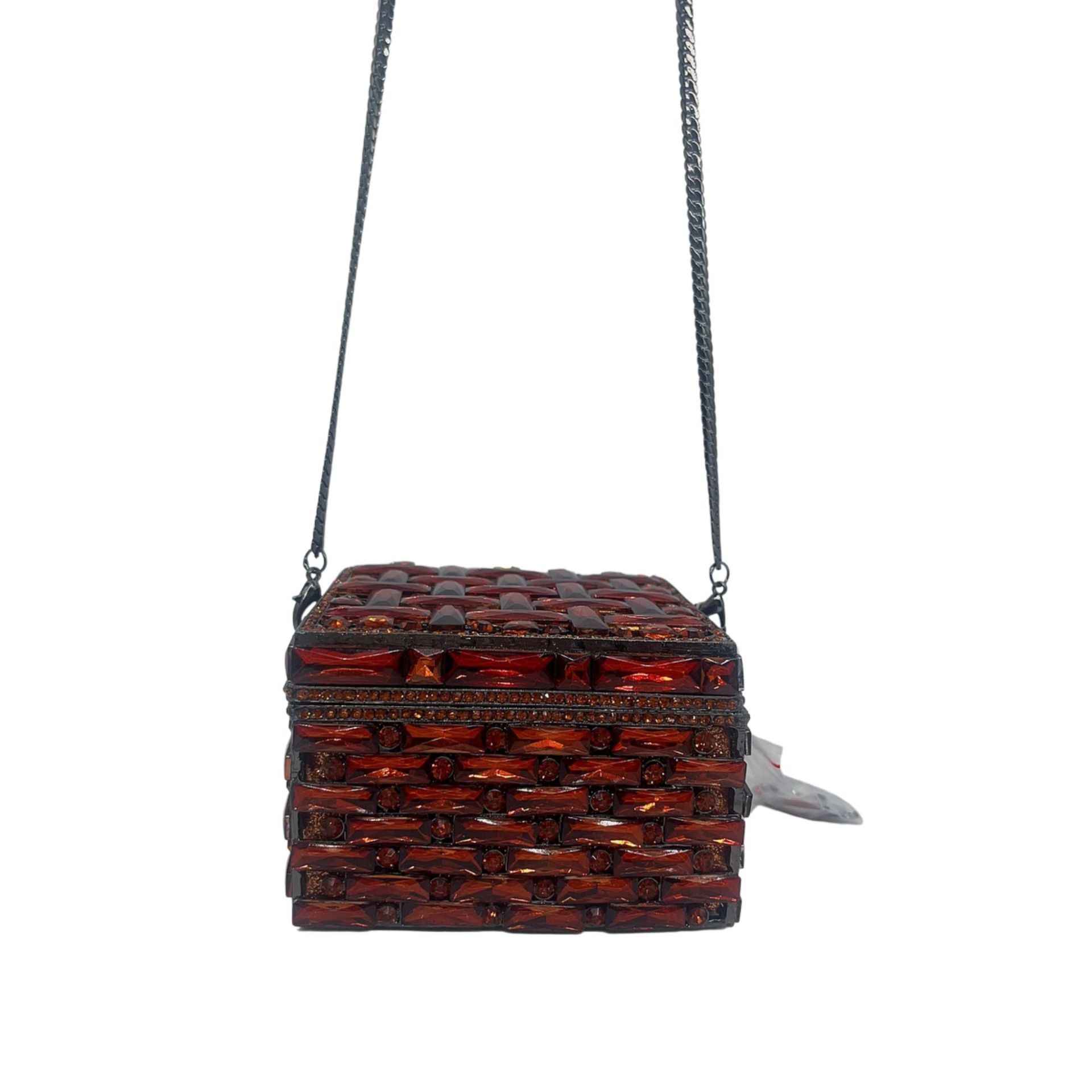 Túi clutch nữ đính kim cương dáng hộp vuông nhỏ dự tiệc — Nền vàng kim cương trắng, Vàng AB, Bạc AB, Màu bạc chi tiết 17