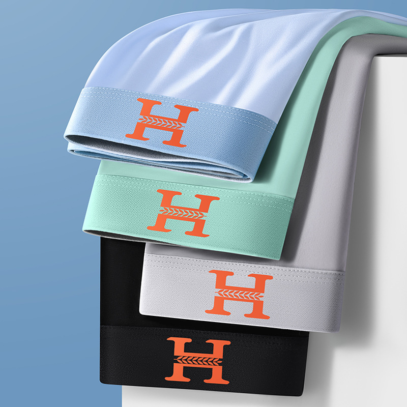 Ropa interior para hombres, pantalones cuadrangulares con cambio de temperatura de imán de seda de hielo, pantalones cortos deportivos de verano para hombres, pantalones finos de cintura media para adolescentes