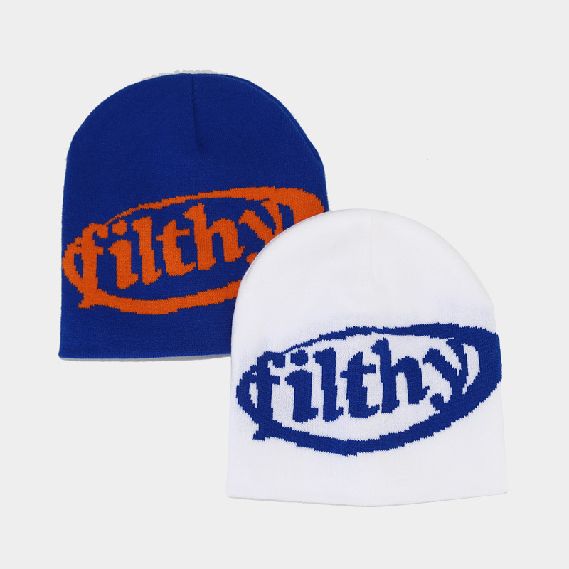 Neuer Jacquard-Strickpullover mit Buchstaben für Männer und Frauen, winddichte Ohrenschutzmütze für den Außenbereich im Herbst und Winter_voghion.com