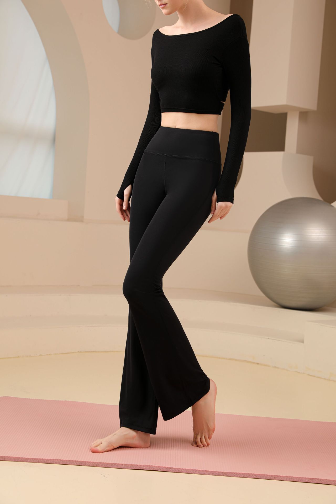 De Base Style Classique Couleur Unie Nylon Mélange De Chanvre Actif Bas Pantalon Évasé Leggings display picture 27