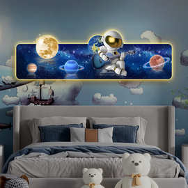 卧室装饰画led灯画儿童房卡通宇航员床头挂画精雕喷绘灯光画壁画