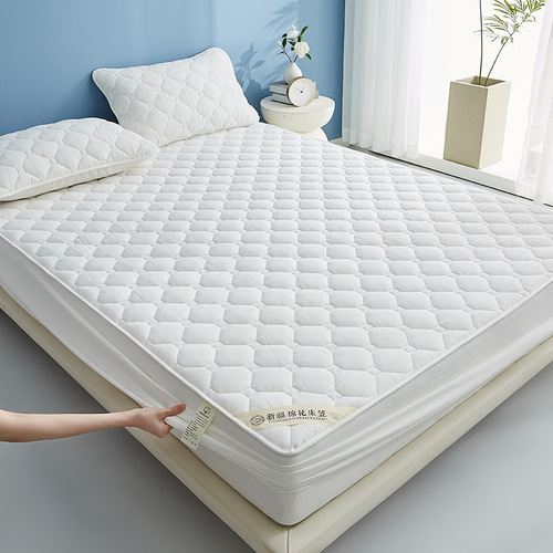 Washed cotton fitted sheet three-piece pillowcase cotton quilted thickened home bed cover protective cover Simmons full surround