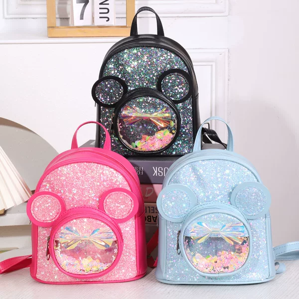 New Arrival Sequin Children's Bag Cute Cartoon Princess Mickey Backpack Women's Fashionable Casual Stylish Grit Bag