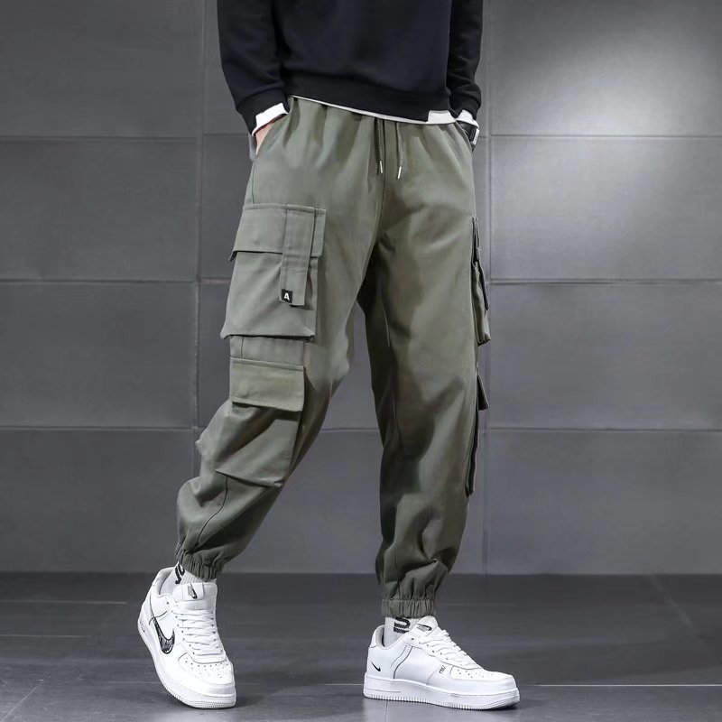 2025 Autumn/Winter New Style Fleece-Lined Thickened Men's Cargo Pants, Large Size Loose Casual Pants, Korean Style Student Jogger Pants Trendy