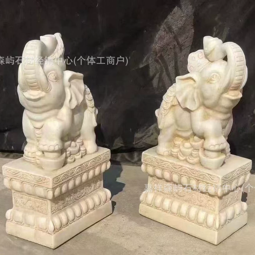 Каменная резьба слонов пара белых мраморных нефритовых ворот