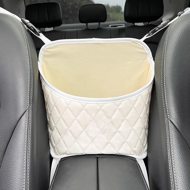 Fushou Car Seat Organizer, Handbag Holder Between Seats (Car storage bag/box) - white-no-pocket-on-back