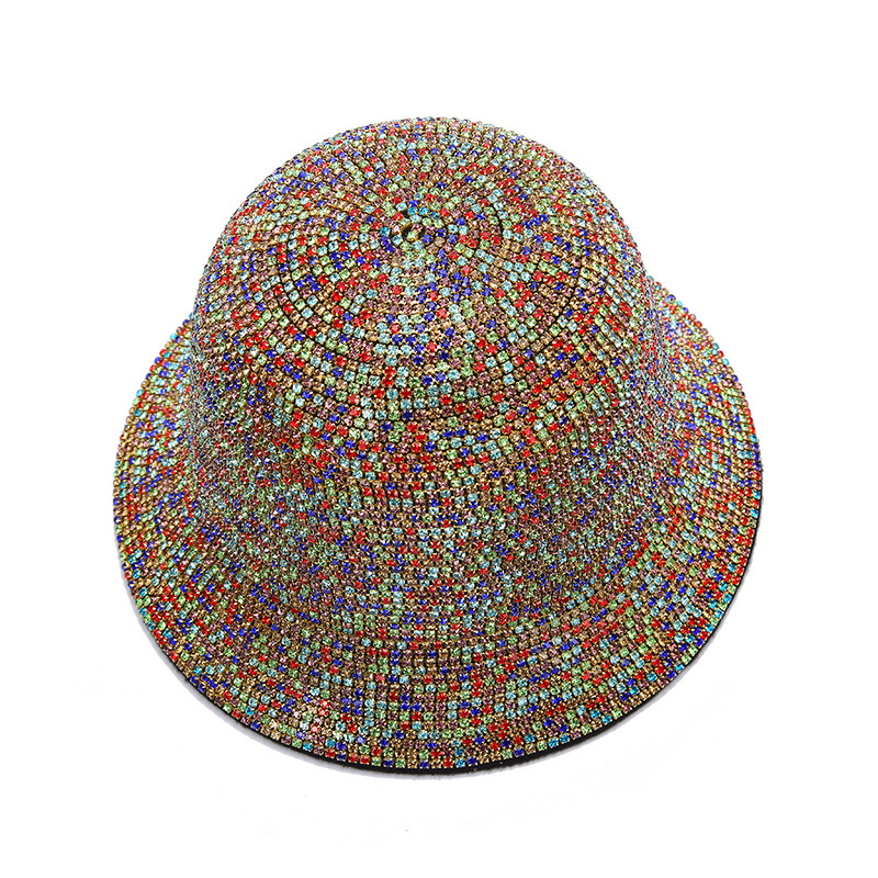Nuevo sombrero de pescador retro europeo y americano de gama alta rhinestone cuenca sombrero de verano de las mujeres sombrero de sol rendimiento de moda sombrero transfronterizo