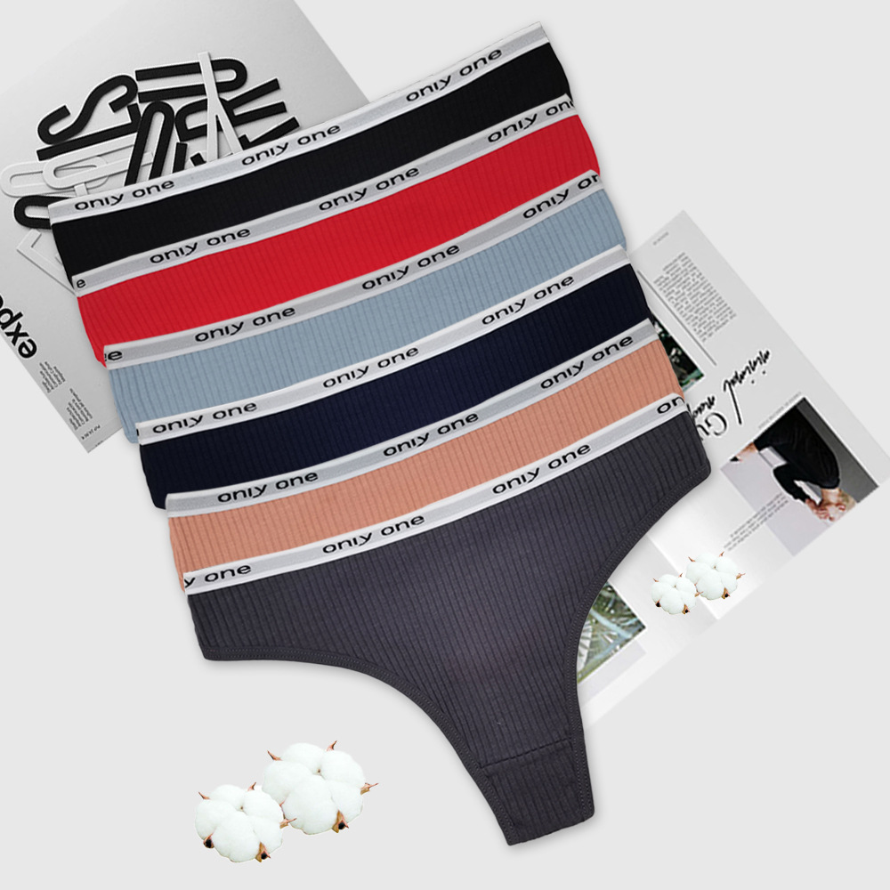 Cross-border foreign trade Yunmengni women's thong, ribbed lettered panties, Amazon cross-border supply, manufacturer wholesale