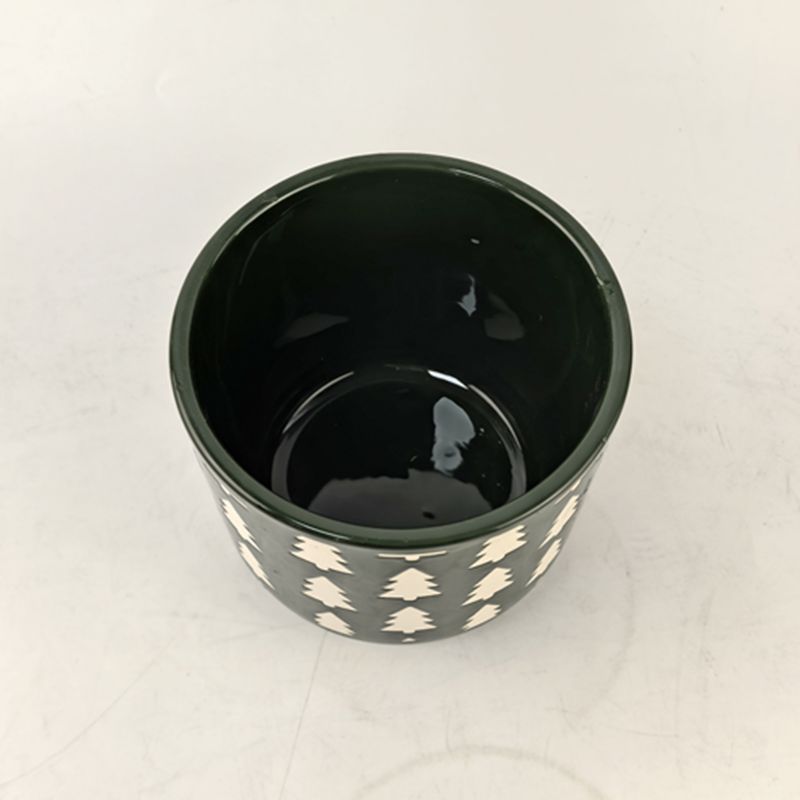 Maceta de cerámica Estilo nórdico, lujo ligero, Navidad creativa, patrón de árbol de Navidad, patrón de hojas, planta verde, planta en maceta de mimosa carnosa