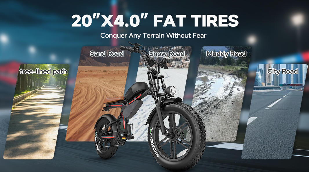 US ebike Electric Bicycle 20 inch Fat Tire Snow Beach Super73