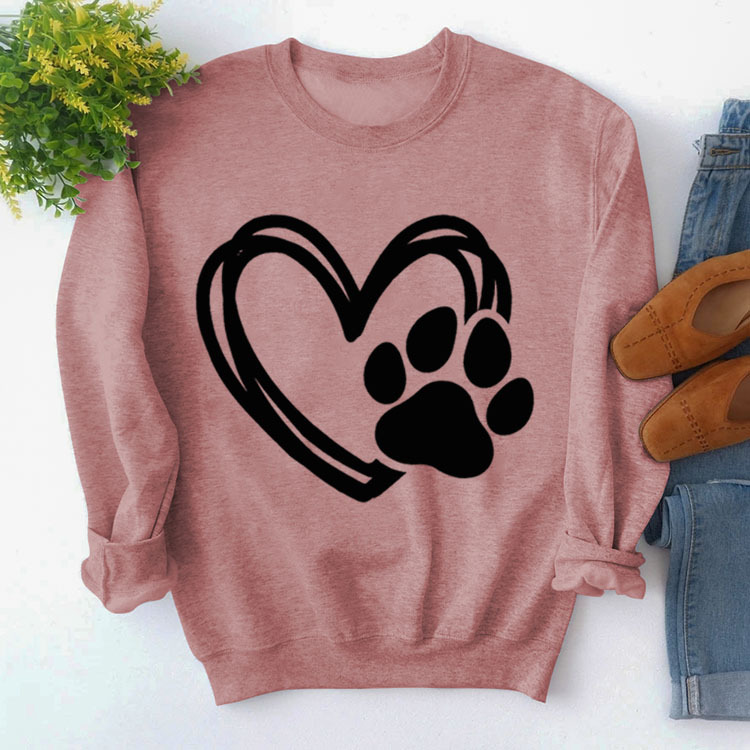 Amazon estación independiente en stock jersey de cuello redondo simple superior manga larga impresa suéter suelto transfronterizo Comercio exterior al por mayor