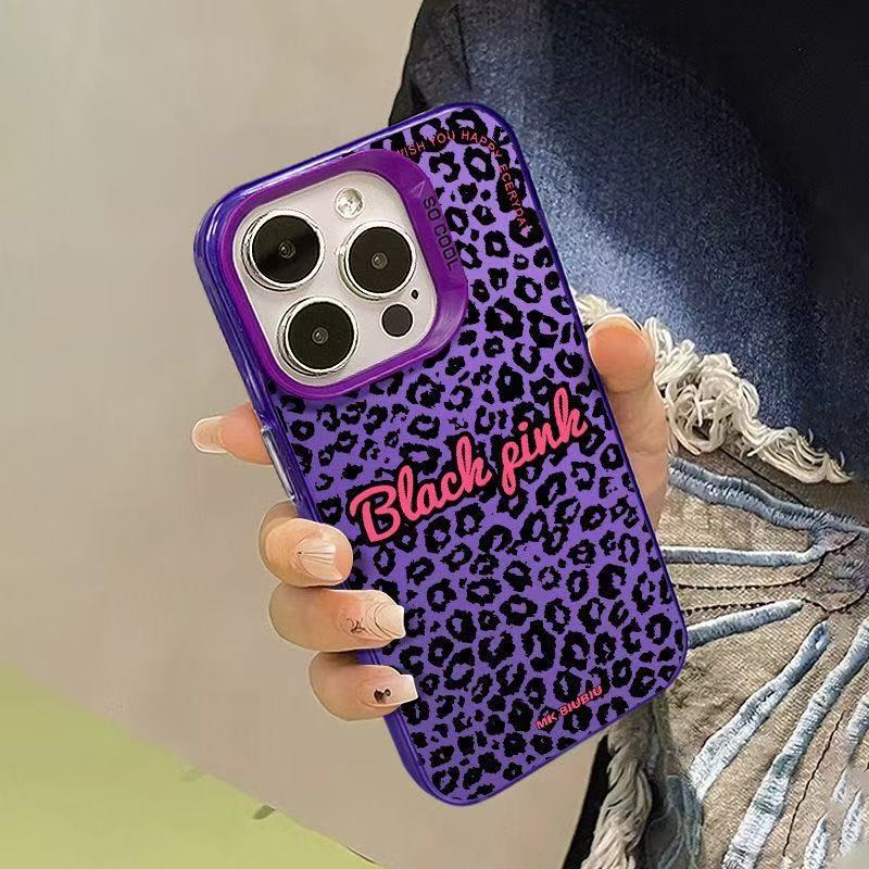 Color Silver Shell-Purple-Pantalla completa Estampado de leopardo