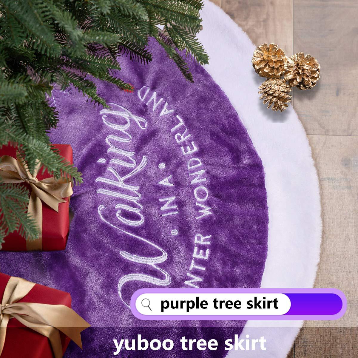 Amazon nuevo árbol de Navidad decoración púrpura coral terciopelo bordado letras copo de nieve árbol de Navidad falda