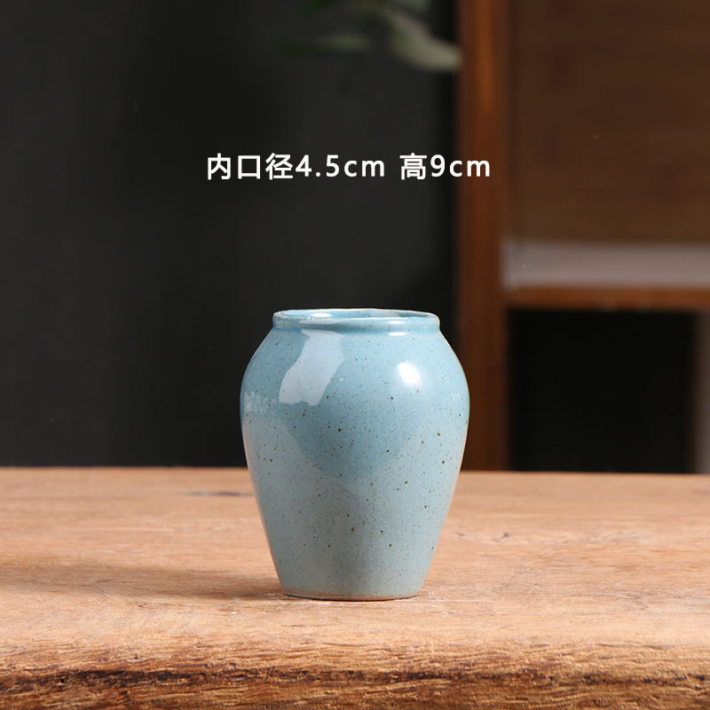 Mini maceta carnosa azul y blanco pintada a mano, cerámica, arcilla doméstica simple, arcilla gruesa, maceta de cerámica pequeña, liquidación, venta al por mayor