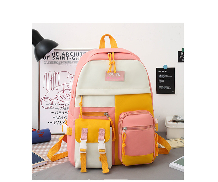 Canvas Large-capacity Korean Style Contrast Color Backpack Wholesale Nihaojewelry display picture 13