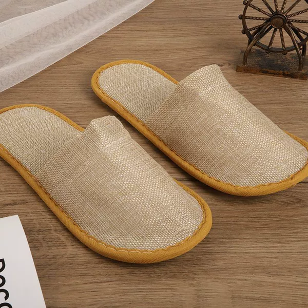 Yellow slippers, 8mm, cotton and linen