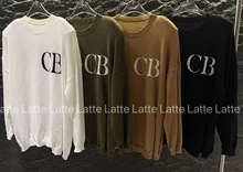 LATTE正版秋季新品 简约字母长款宽松针织衫女