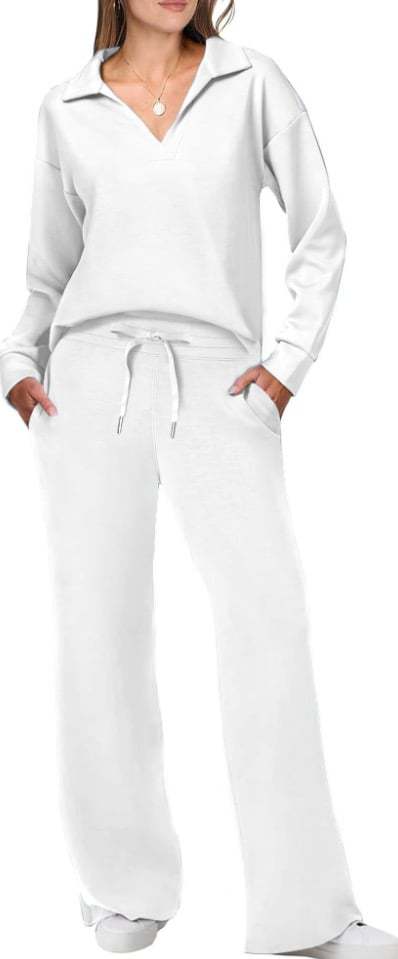 Women's Pant Set Autumn Winter Solid Colour Lapel Professional Suit_voghion.com