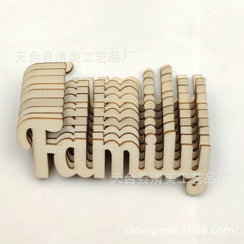 100*35mm letra hoja de madera palabra palabra familia hoja de madera decorativa 10 piezas en un paquete