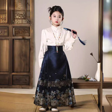 古风女童古装汉服唐装长袖国潮儿童明制马面裙套装公主半身裙中式