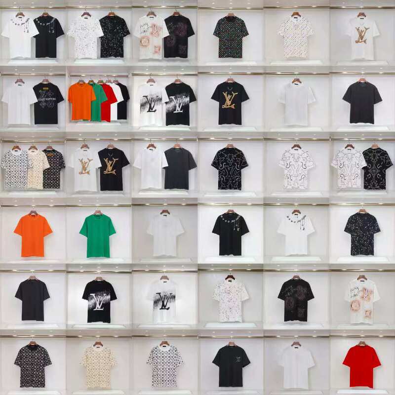 Cross-Border Foreign Trade L Brand Short-Sleeve T-Shirt for Men, New Model 26, Letter L Print Top, Round Neck, High-Quality Version for Men and Women, Trendy Brand