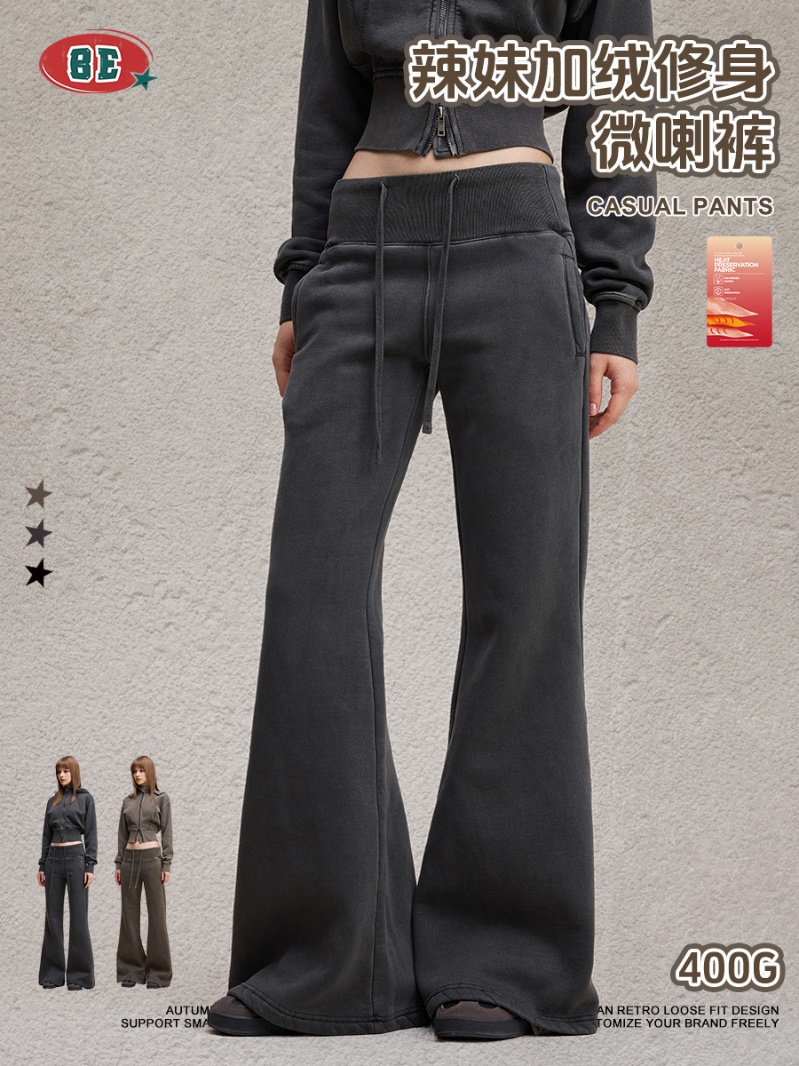 Ropa de mujer BE | Pantalones LULU de otoño 2025, estilo urbano europeo y americano, corte ajustado y acampanado, pantalones largos casuales para mujer. image 3