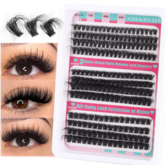 歐美跨境熱銷DIY單簇朵毛大容量70D+80D+90D卷翹濃密混裝款假睫毛