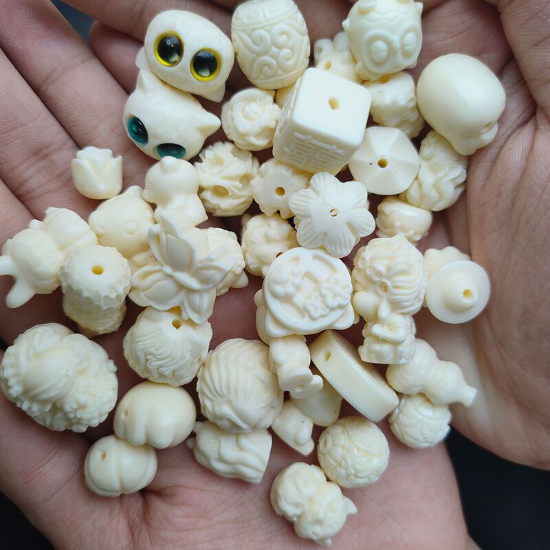 Ivory Fruit Beads Collected Through-hole Jewelry Bracelet Pendant Collected Beads Accessories Awakening Lion Brave Accessories