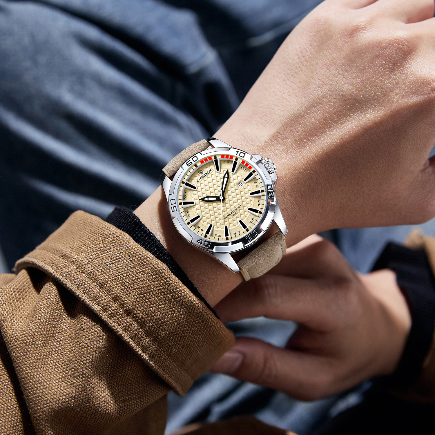 Cross-Border Concept Watch Waterproof Quartz Watch Large Dial Luminous Men's Watch Air Hole High Fashion Watch for Men