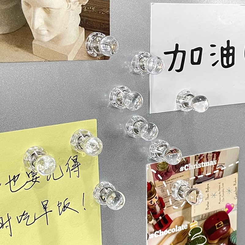 Hole Board Message Sticker Iron Sucker Magnetic Sticker Decorative Refrigerator Sticker Transparent Small Magnetic Suction Pushpin Personalized Creative Core Nail