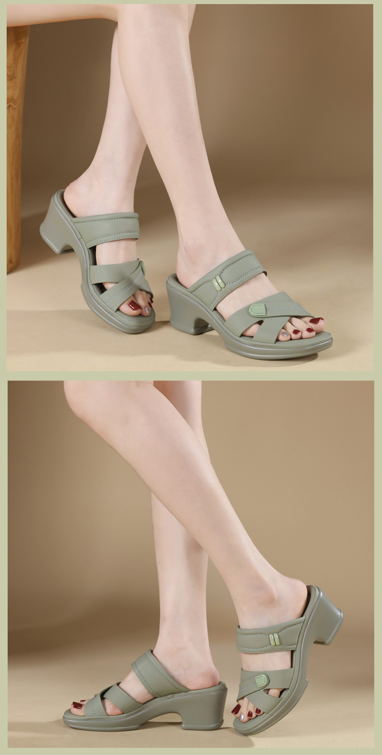 Dép sandal nữ quai chữ V đế xuồng mềm chống trượt — màu đen, xanh lá cây, màu mơ chi tiết 5