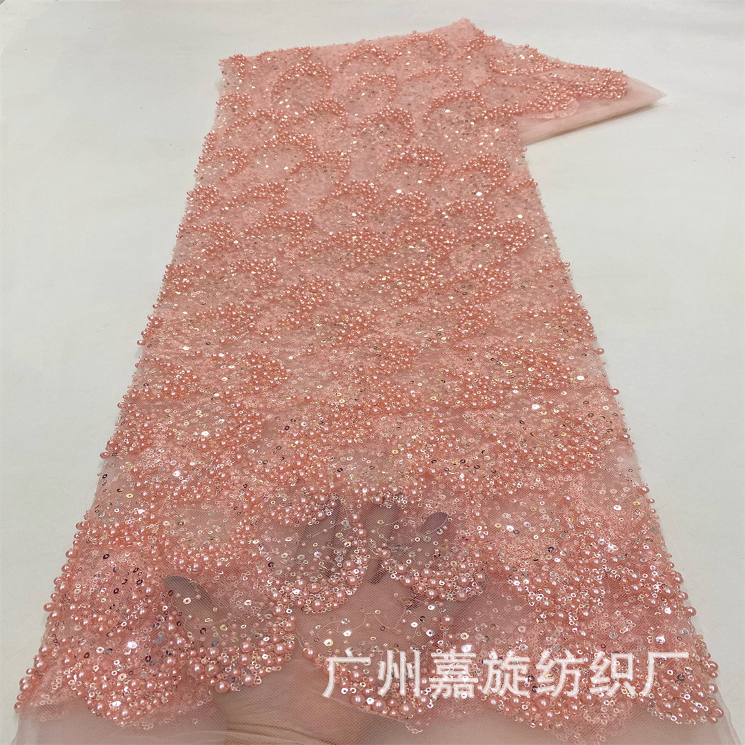 Nuevo retro escamas de pescado cuentas telas de encaje vestido de boda vestido de noche accesorios Francia encaje
