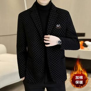 Autumn and Winter New Woolen Suit Jacket Men's Short Suit Trenchcoat Casual Men's Slim-fit Thickened Woolen Coat