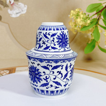 景德镇青花手绘陶瓷温酒器三件套可改印图案LOGO酒具套装厂家批发